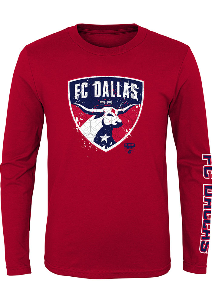 FC Dallas Youth Red Deconstructed Long Sleeve T-Shirt, Red, 100% COTTON, Size XL