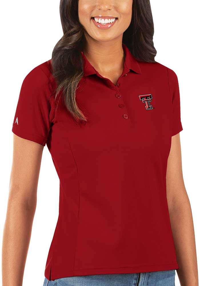 Antigua Texas Tech Red Raiders Womens Red Legacy Pique Short Sleeve Polo Shirt, Red, 100% POLYESTER, Size XS