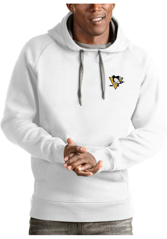 Antigua Pittsburgh Penguins Mens White Victory Long Sleeve Hoodie, White, 52% COT / 48% POLY, Size XL