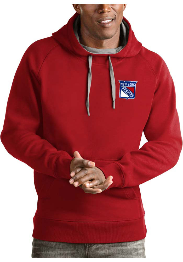 Antigua New York Rangers Mens Red Victory Long Sleeve Hoodie, Red, 52% COT / 48% POLY, Size XL