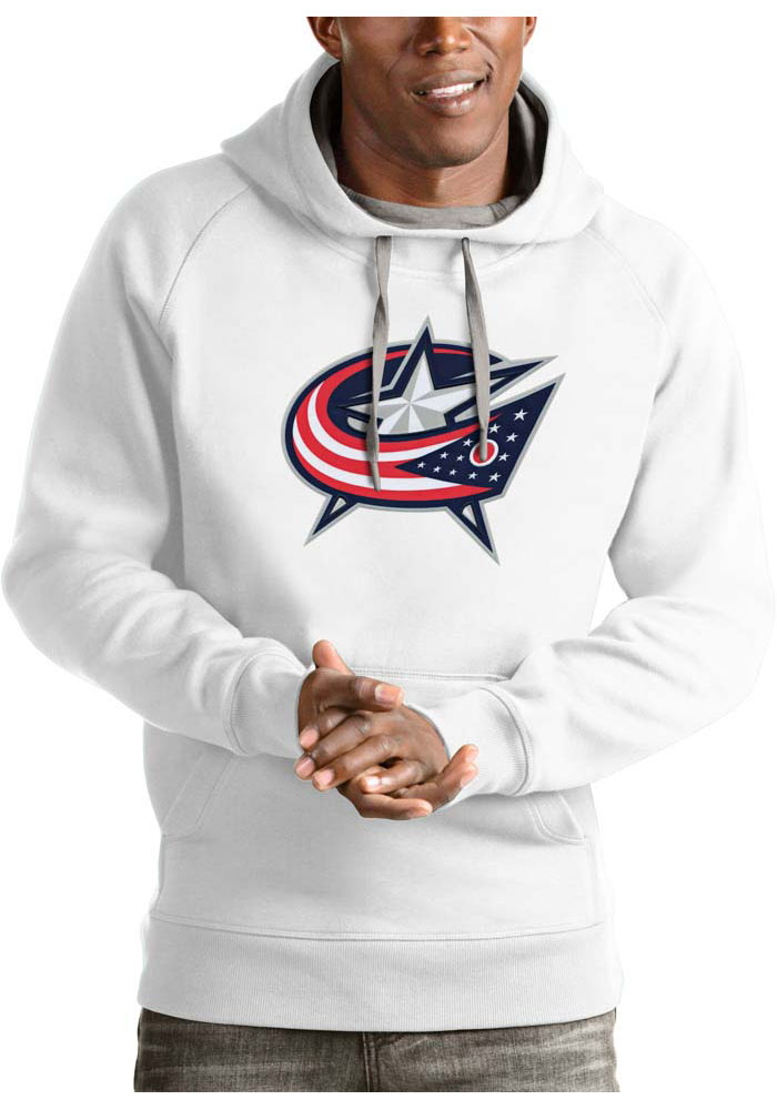 Antigua Columbus Blue Jackets Mens White Victory Long Sleeve Hoodie, White, 52% COT / 48% POLY, Size XL