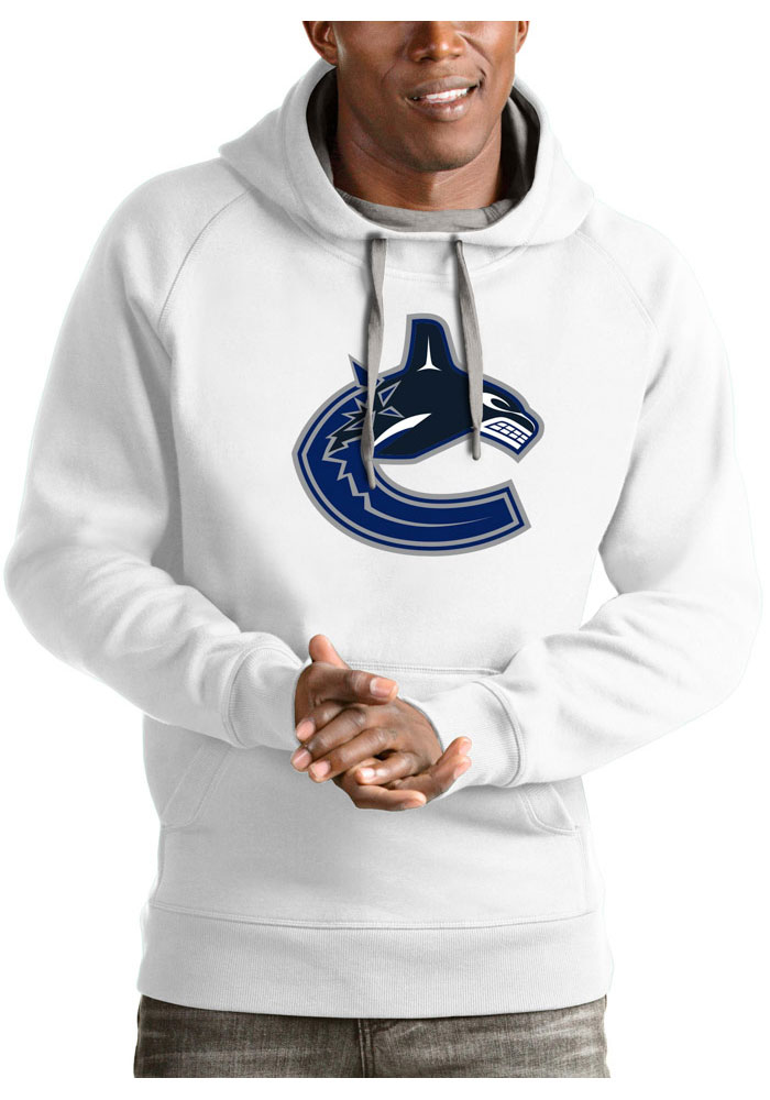 Antigua Vancouver Canucks Mens White Victory Long Sleeve Hoodie, White, 52% COT / 48% POLY, Size XL