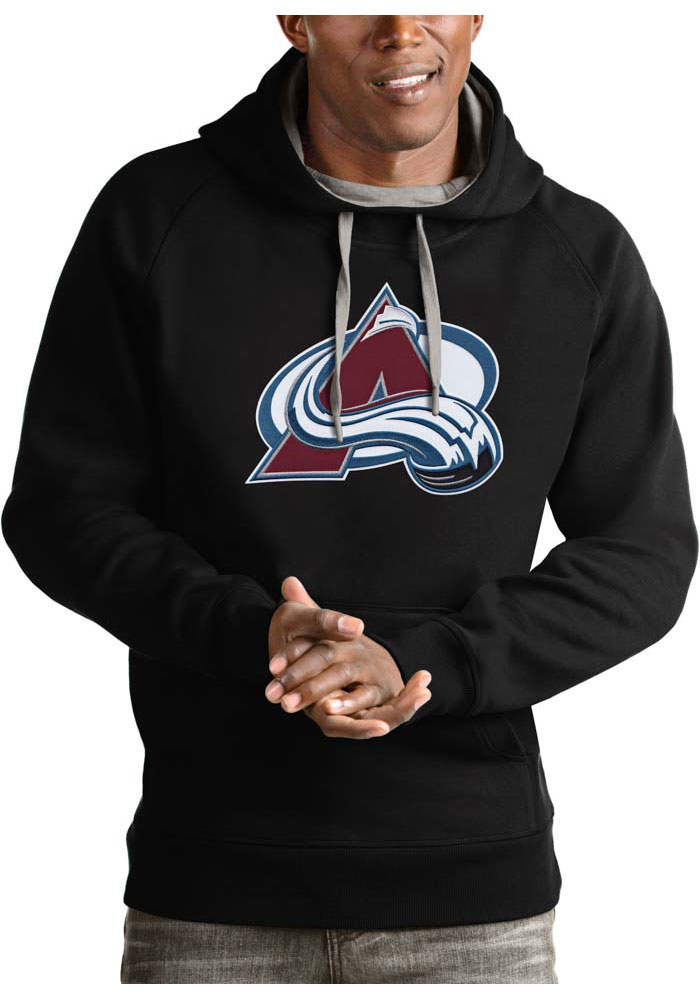 Antigua Colorado Avalanche Mens Black Victory Long Sleeve Hoodie, Black, 52% COT / 48% POLY, Size XL