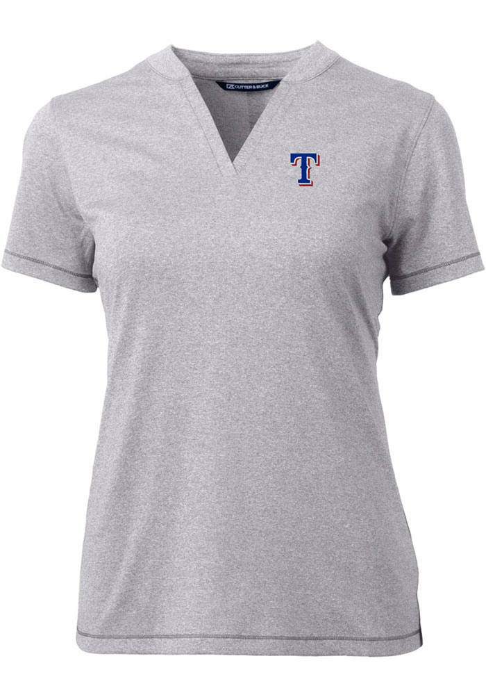 Cutter and Buck Texas Rangers Womens Grey Forge Blade Short Sleeve T-Shirt, Grey, 96% POLYESTER/4% SPANDEX, Size XS