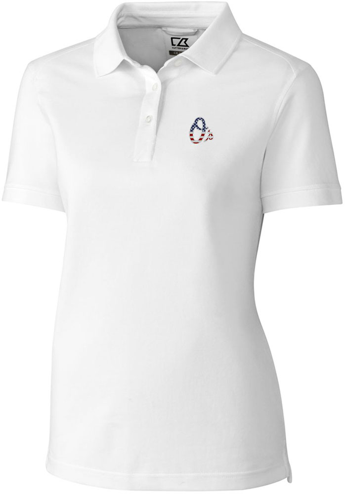 Cutter and Buck Baltimore Orioles Womens White Advantage Pique Short Sleeve Polo Shirt, White, 55% COTTON / 42% POLY / 3% SPANDEX, Size XS