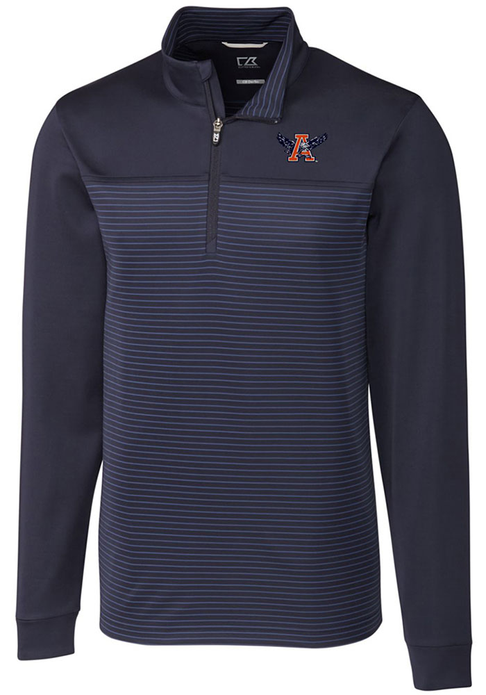Cutter and Buck Auburn Tigers Mens Navy Blue Traverse Stripe Big and Tall 1/4 Zip Pullover, Navy Blue, 90% POLYESTER / 10% SPANDEX, Size XLT