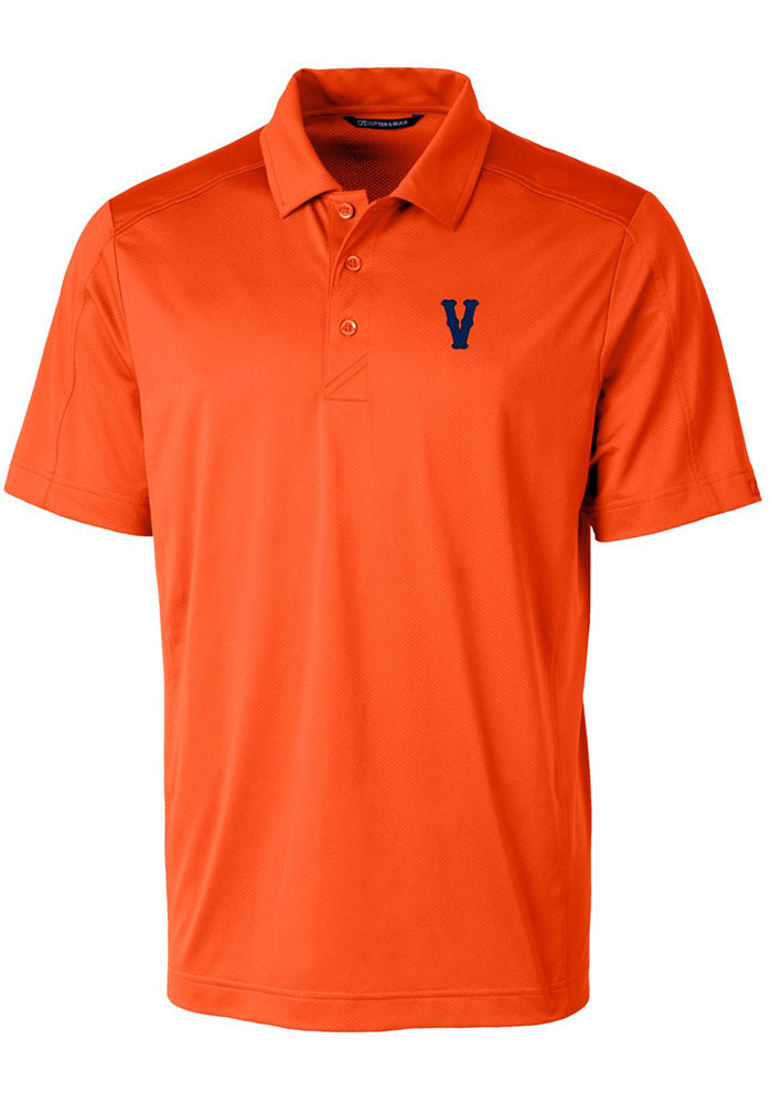Cutter and Buck Virginia Cavaliers Mens Orange Prospect Textured Short Sleeve Polo, Orange, 92% POLY/8% SPANDEX, Size XL