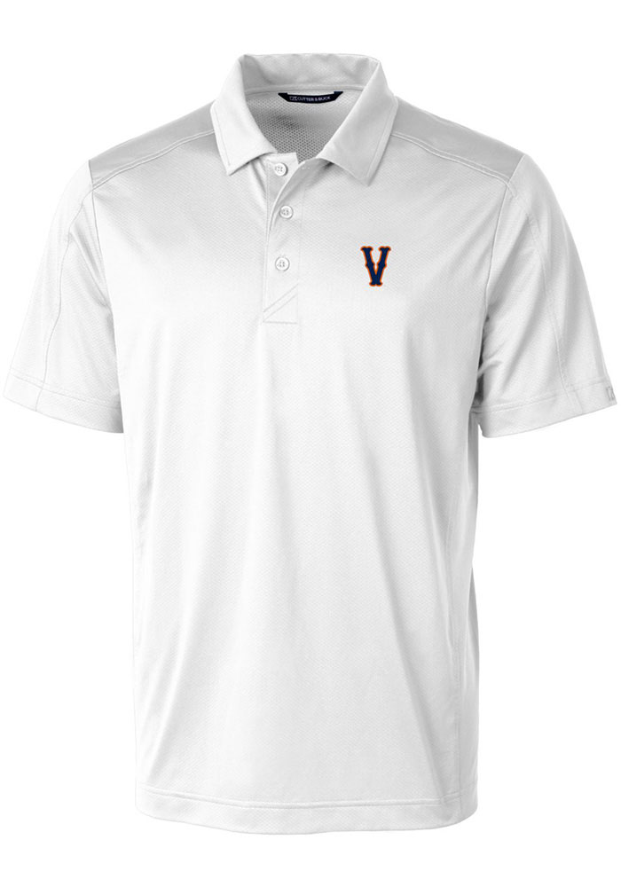 Cutter and Buck Virginia Cavaliers Mens White Prospect Textured Short Sleeve Polo, White, 92% POLY/8% SPANDEX, Size XL