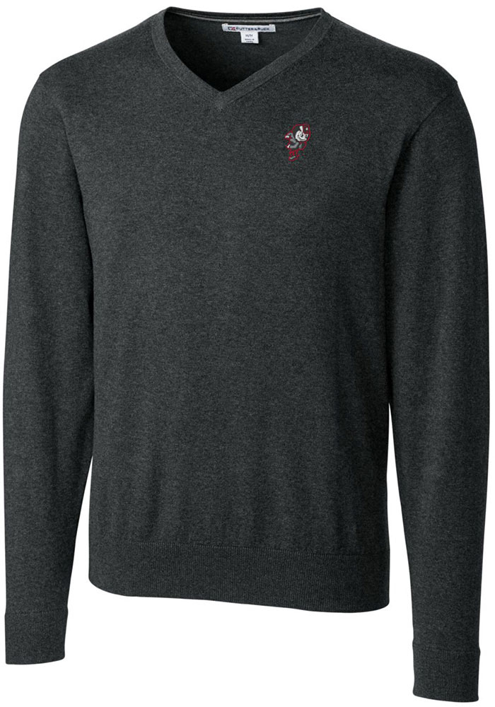 Cutter and Buck Ohio State Buckeyes Mens Charcoal Lakemont Long Sleeve Sweater, Charcoal, 80 COT/15 NYLN/5 SPN, Size XL