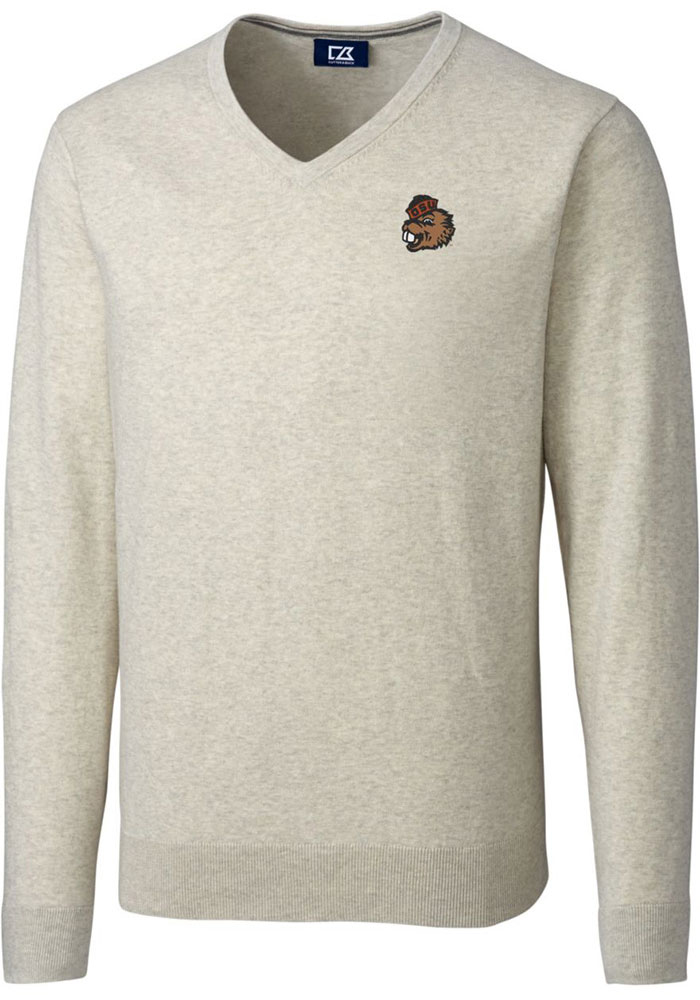 Cutter and Buck Oregon State Beavers Mens Oatmeal Lakemont Long Sleeve Sweater, Oatmeal, 80 COT/15 NYLN/5 SPN, Size XL