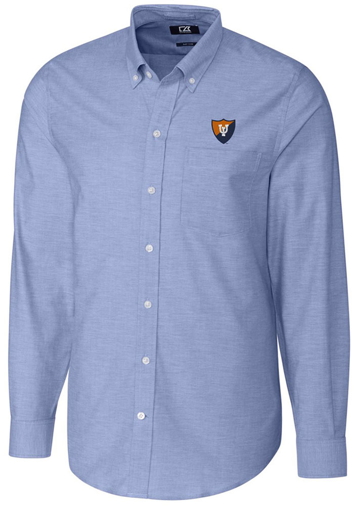 Cutter and Buck Illinois Fighting Illini Mens Blue Stretch Oxford Long Sleeve Dress Shirt, Blue, 64% COTTON/32% POLY/4% SPANDEX, Size XL