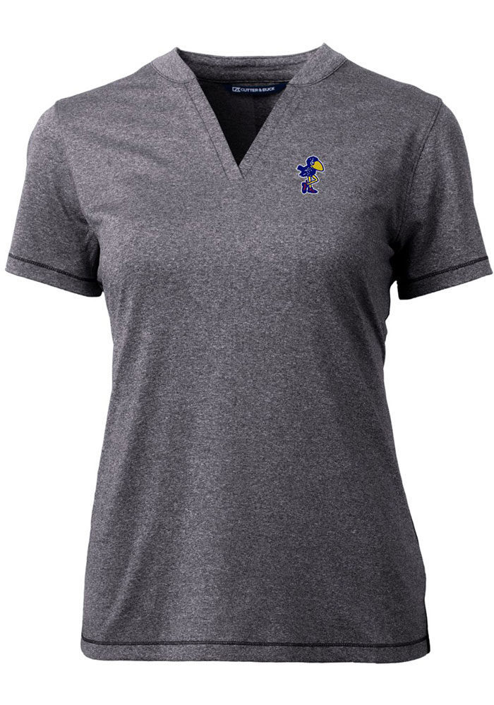 Cutter and Buck Kansas Jayhawks Womens Grey Forge Blade Short Sleeve T-Shirt, Grey, 96% POLYESTER/4% SPANDEX, Size XS