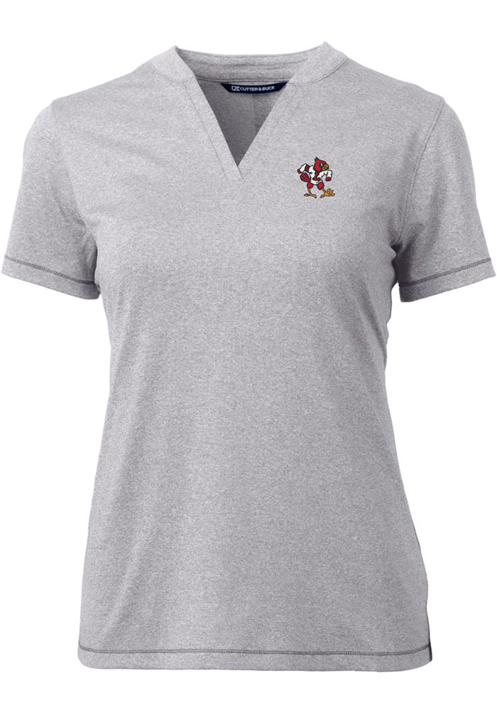 Cutter and Buck Louisville Cardinals Womens Grey Forge Blade Short Sleeve T-Shirt, Grey, 96% POLYESTER/4% SPANDEX, Size XS