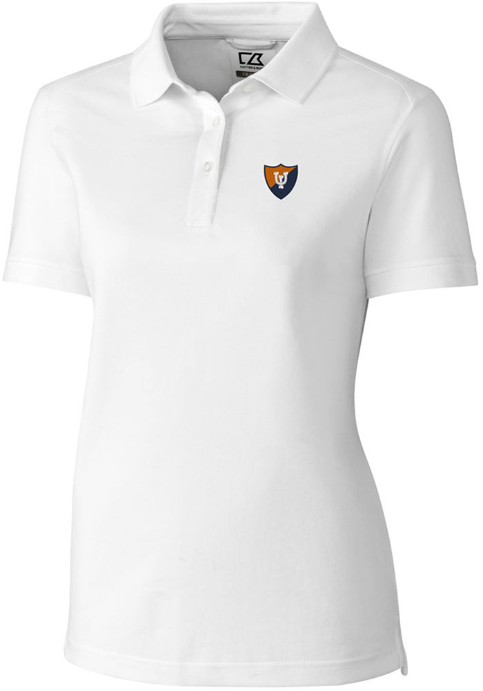 Cutter and Buck Illinois Fighting Illini Womens White Advantage Pique Short Sleeve Polo Shirt, White, 55% COTTON / 42% POLY / 3% SPANDEX, Size XS
