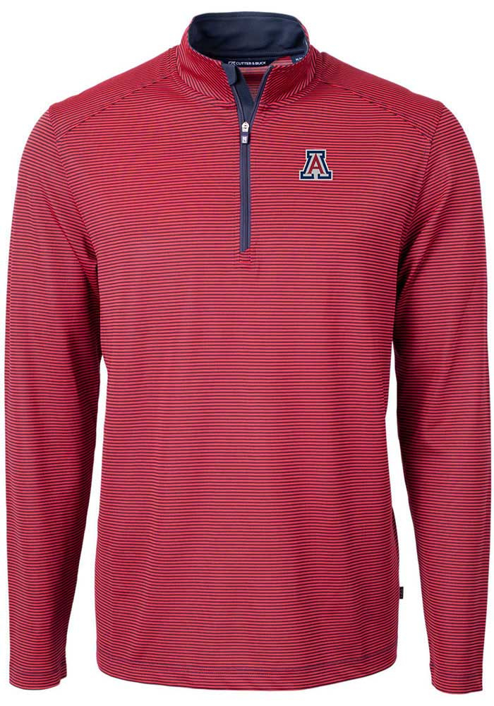 Cutter and Buck Arizona Wildcats Mens Red Virtue Eco Pique Big and Tall 1/4 Zip Pullover, Red, 47% COT / 47% POLY / 6% SPAN, Size XLT