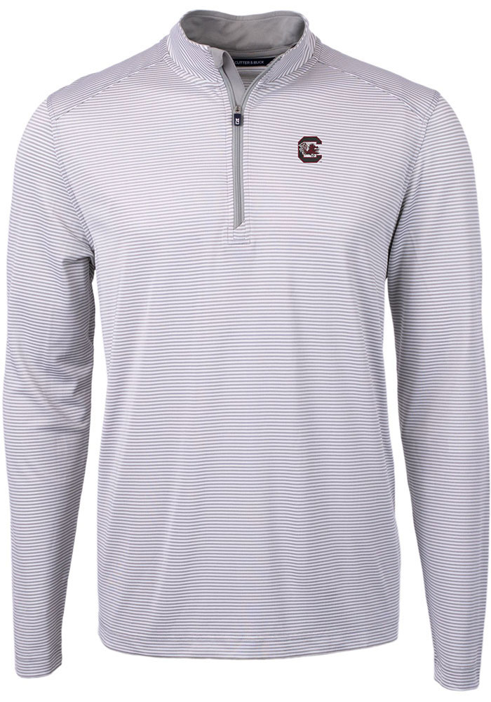 Cutter and Buck South Carolina Gamecocks Mens Grey Virtue Eco Pique Big and Tall 1/4 Zip Pullover, Grey, 47% COT / 47% POLY / 6% SPAN, Size 4XLT