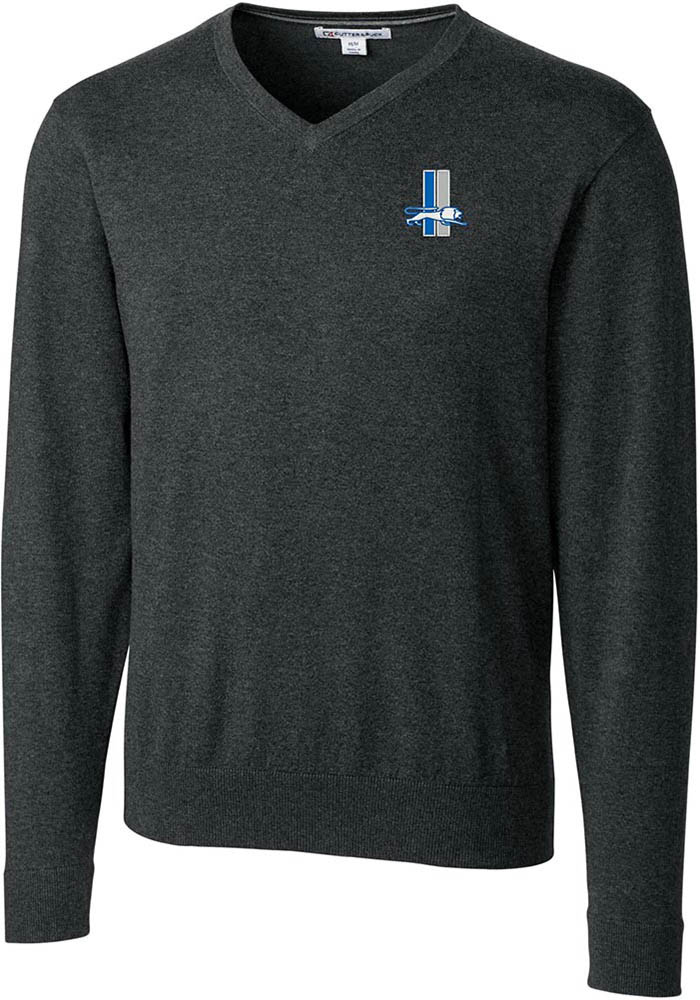 Cutter and Buck Detroit Lions Mens Charcoal Lakemont Long Sleeve Sweater, Charcoal, 80 COT/15 NYLN/5 SPN, Size XL