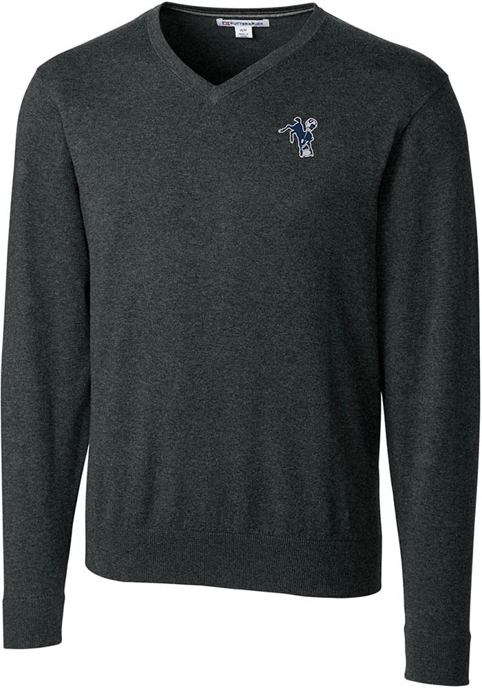 Cutter and Buck Indianapolis Colts Mens Charcoal Lakemont Long Sleeve Sweater, Charcoal, 80 COT/15 NYLN/5 SPN, Size XL