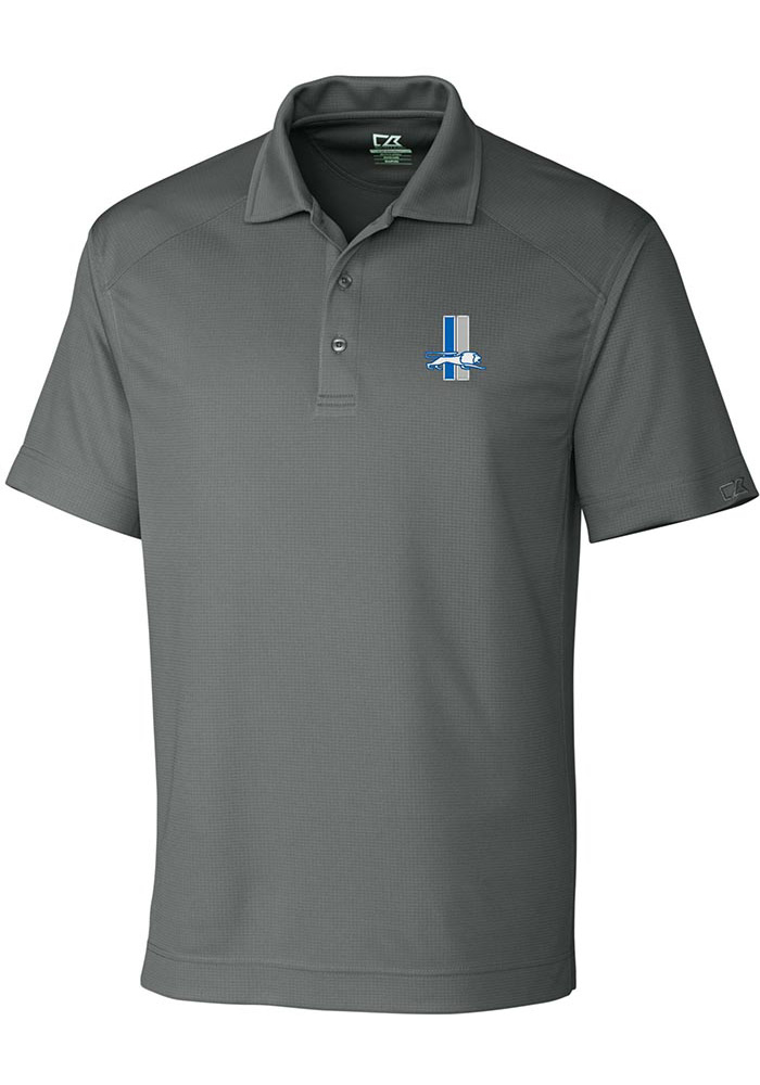 Cutter and Buck Detroit Lions Mens Grey Drytec Genre Short Sleeve Polo, Grey, 100% POLYESTER, Size XL