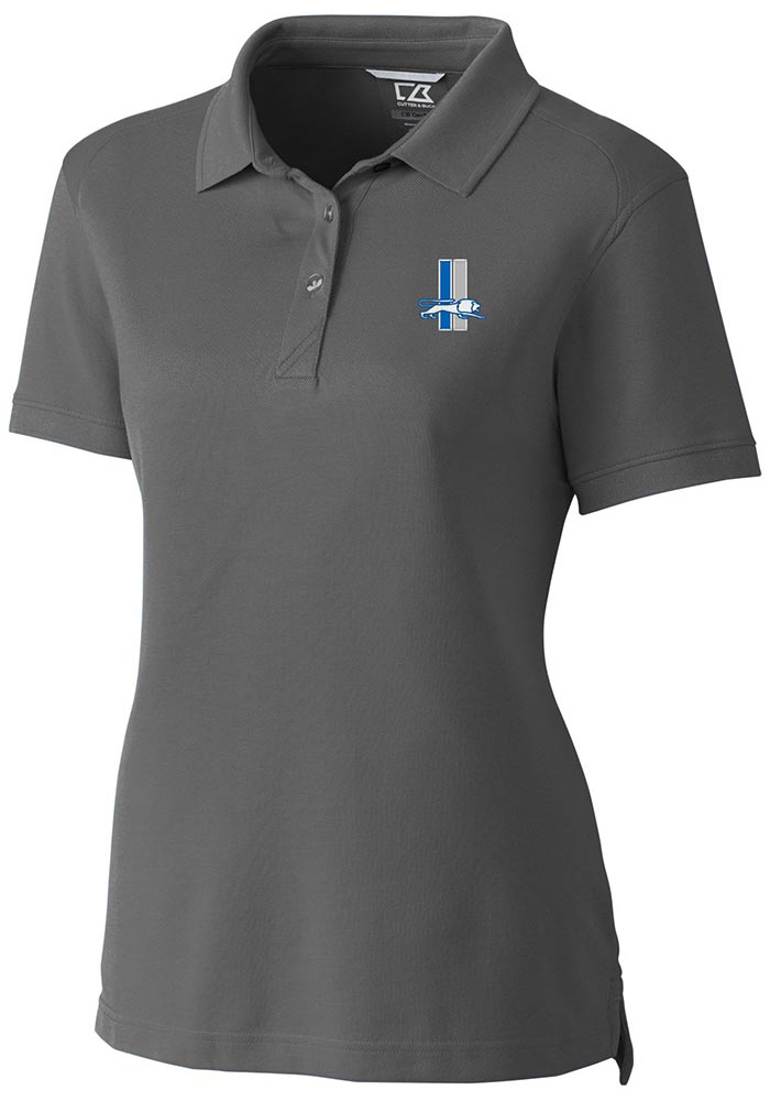 Cutter and Buck Detroit Lions Womens Grey Advantage Short Sleeve Polo Shirt, Grey, 55% COTTON / 42% POLY / 3% SPANDEX, Size XS
