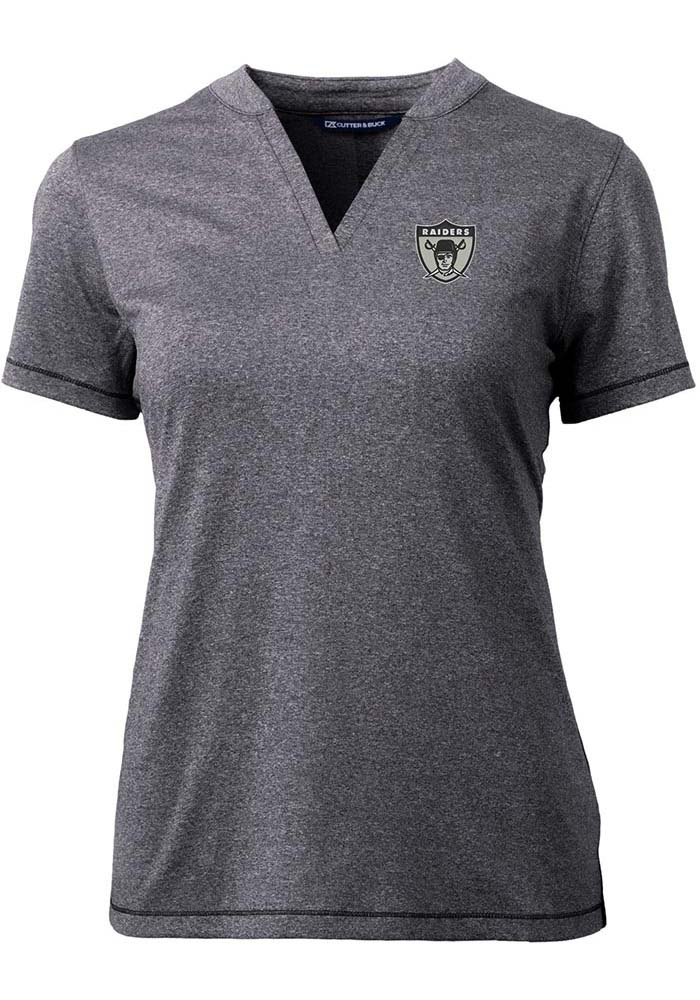 Cutter and Buck Las Vegas Raiders Womens Charcoal Forge Short Sleeve T-Shirt, Charcoal, 96% POLYESTER/4% SPANDEX, Size XS