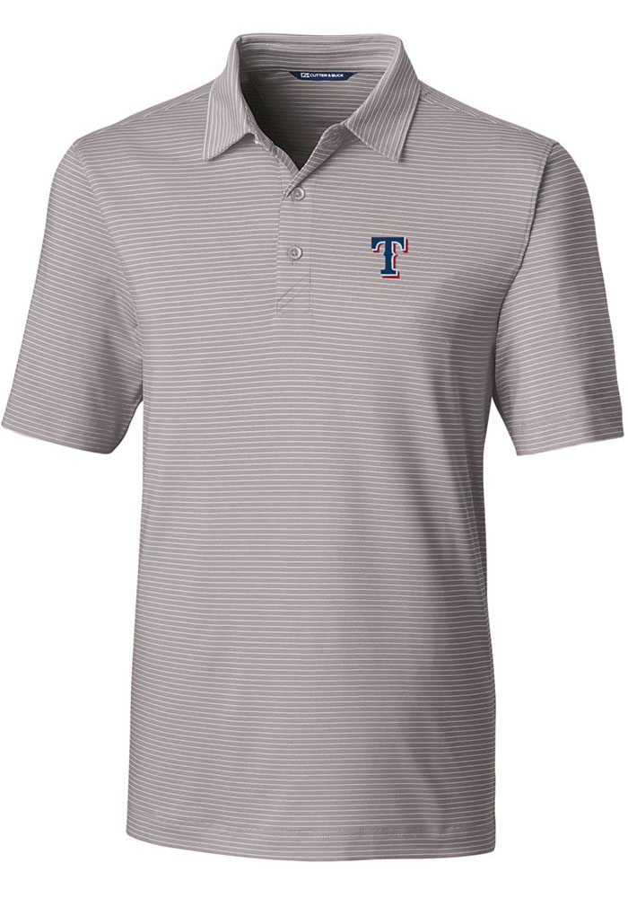 Cutter and Buck Texas Rangers Mens Grey Forge Pencil Stripe Short Sleeve Polo, Grey, 96% POLYESTER/4% SPANDEX, Size XL
