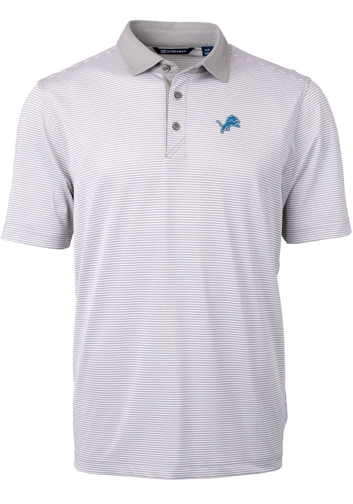Cutter and Buck Detroit Lions Grey Virtue Eco Pique Big and Tall Polo, Grey, 47% COT / 47% POLY / 6% SPAN, Size XLT