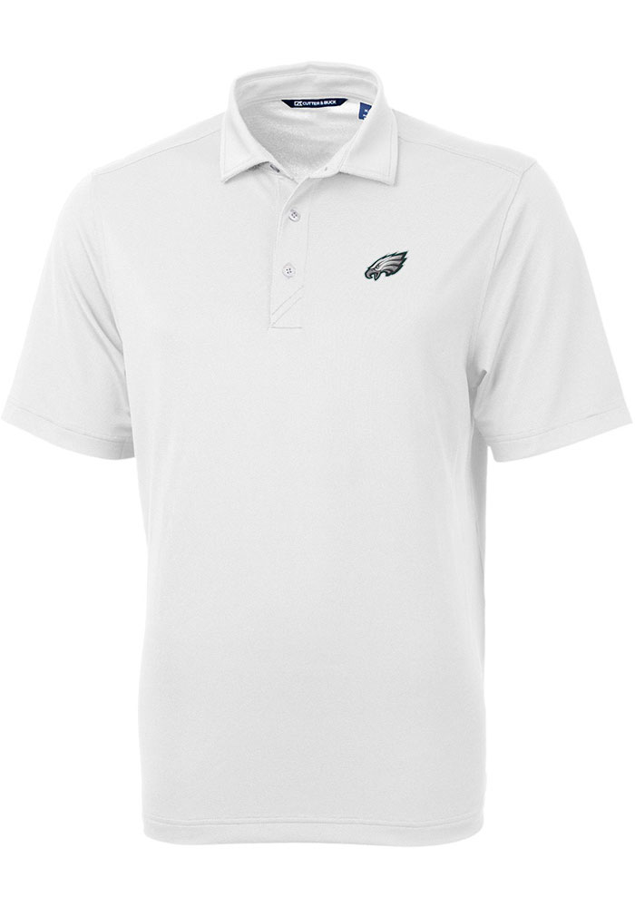Cutter and Buck Philadelphia Eagles Mens White Virtue Eco Pique Big and Tall Polos Shirt, White, 95% POLYESTER / 5% SPANDEX, Size XLT