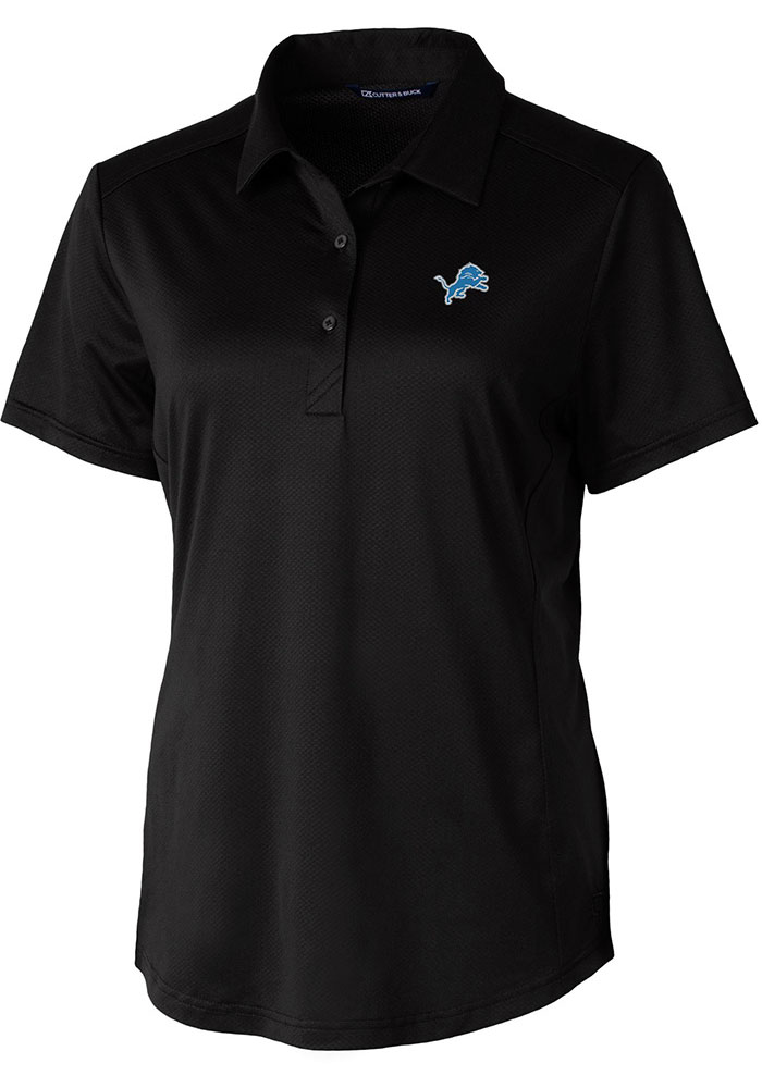 Cutter and Buck Detroit Lions Womens Black Prospect Short Sleeve Polo Shirt, Black, 92% POLYESTER / 8% SPANDEX, Size XS