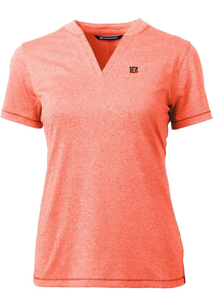 Cutter and Buck Cincinnati Bengals Womens Orange Forge Short Sleeve T-Shirt, Orange, 96% POLYESTER/4% SPANDEX, Size XS