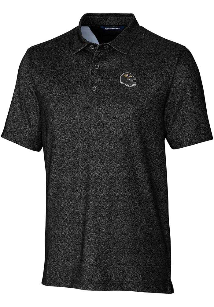 Cutter and Buck Baltimore Ravens Mens Black Pike Short Sleeve Polo, Black, 94% POLYESTER / 6% SPANDEX, Size XL