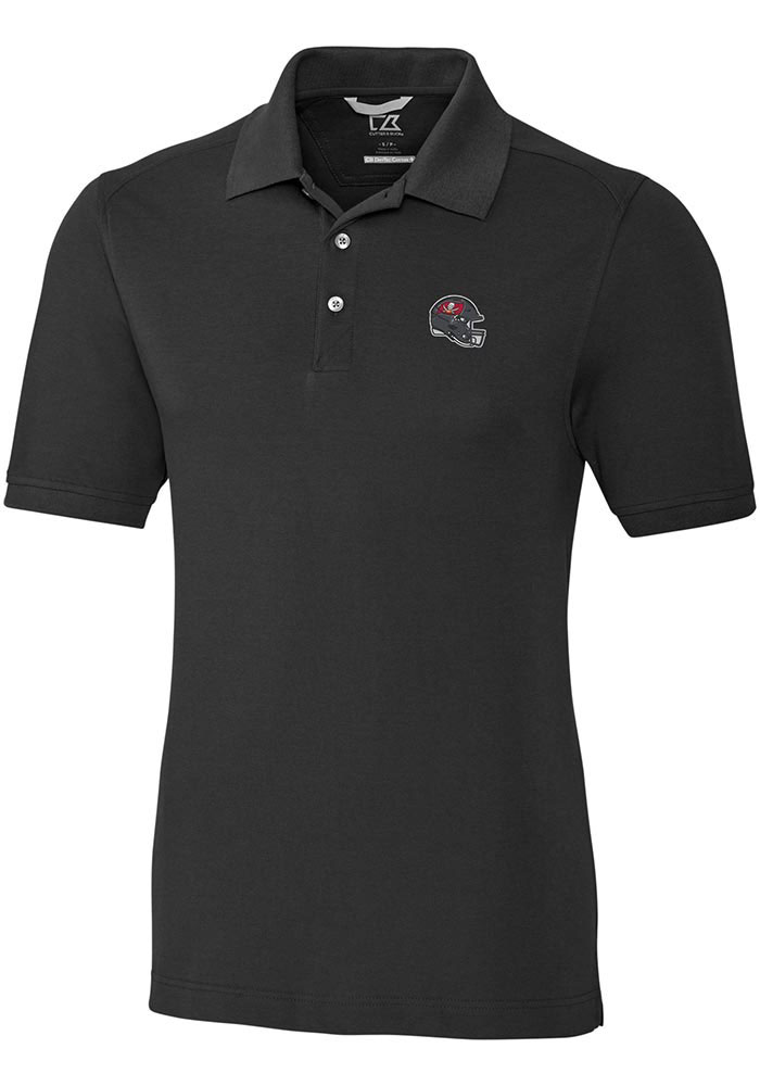 Cutter and Buck Tampa Bay Buccaneers Mens Black Advantage Short Sleeve Polo, Black, 55% COTTON / 42% POLY / 3% SPANDEX, Size XL