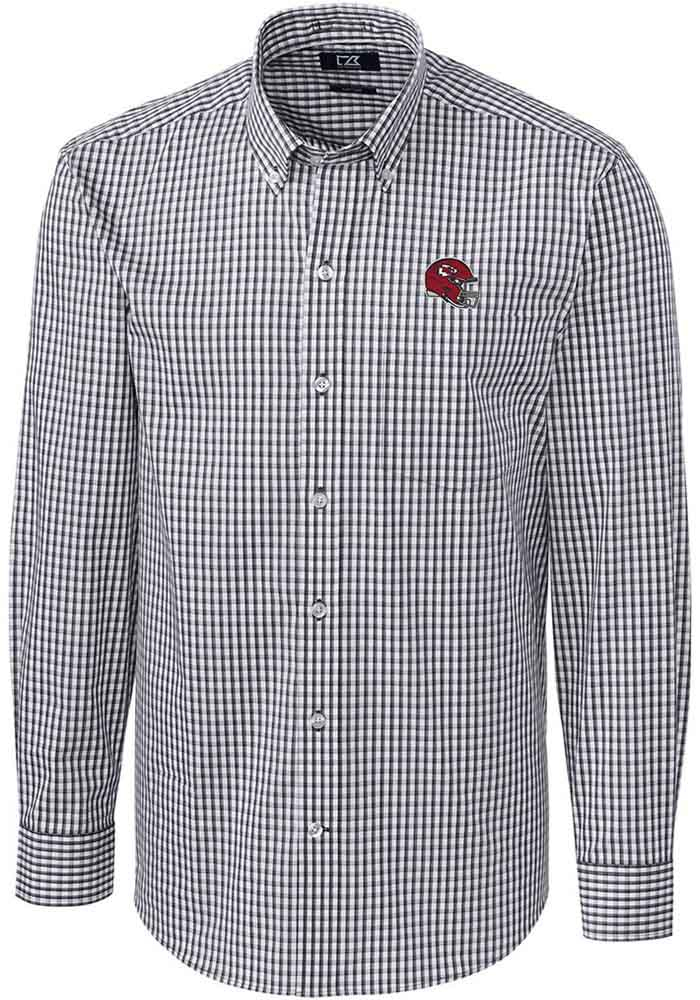 Cutter and Buck Kansas City Chiefs Mens Charcoal Easy Care Long Sleeve Dress Shirt, Charcoal, 64% COTTON/32% POLY/4% SPANDEX, Size XL