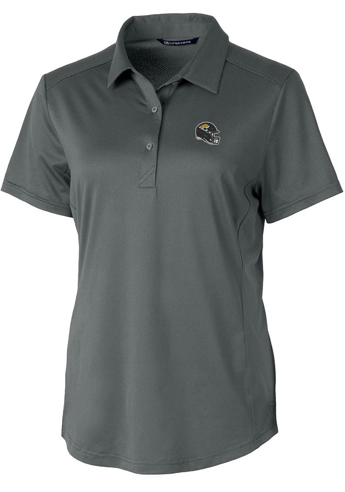 Cutter and Buck Jacksonville Jaguars Womens Grey Prospect Short Sleeve Polo Shirt, Grey, 92% POLYESTER / 8% SPANDEX, Size XS