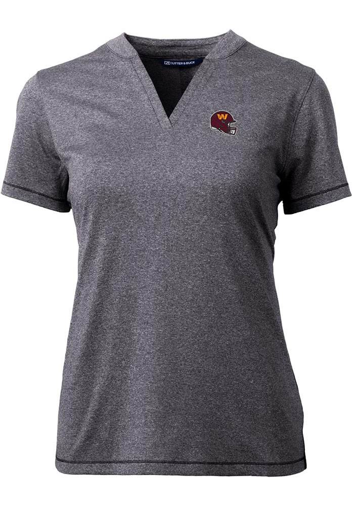Cutter and Buck Washington Commanders Womens Charcoal Forge Short Sleeve T-Shirt, Charcoal, 96% POLYESTER/4% SPANDEX, Size XS