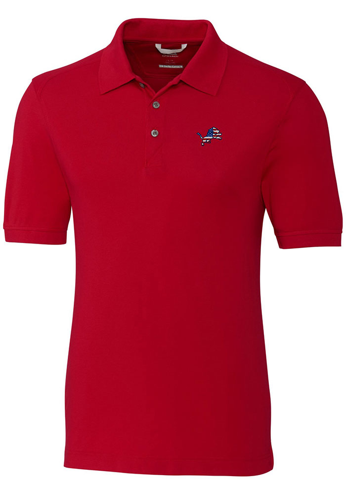 Cutter and Buck Detroit Lions Mens Red Advantage Big and Tall Polos Shirt, Red, 55% COTTON / 42% POLY / 3% SPANDEX, Size XLT