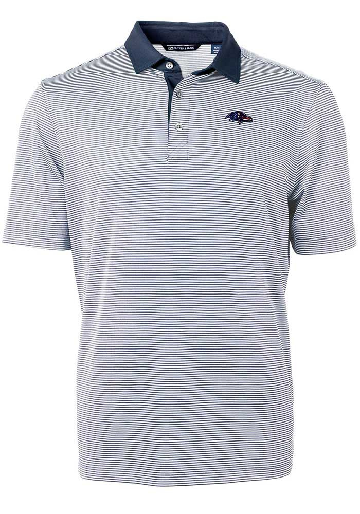 Cutter and Buck Baltimore Ravens Mens Navy Blue Virtue Eco Pique Short Sleeve Polo, Navy Blue, 47% COT / 47% POLY / 6% SPAN, Size S