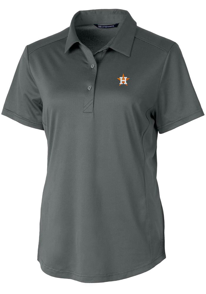 Cutter and Buck Houston Astros Womens Grey Prospect Textured Short Sleeve Polo Shirt, Grey, 92% POLYESTER / 8% SPANDEX, Size XS