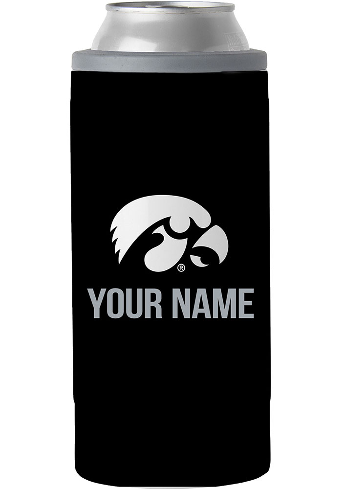 Iowa Hawkeyes Personalized 12 oz Slim Can Stainless Steel Coolie, Black, Size NA
