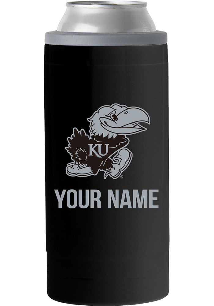 Kansas Jayhawks Personalized 12 oz Slim Can Stainless Steel Coolie, Black, Size NA