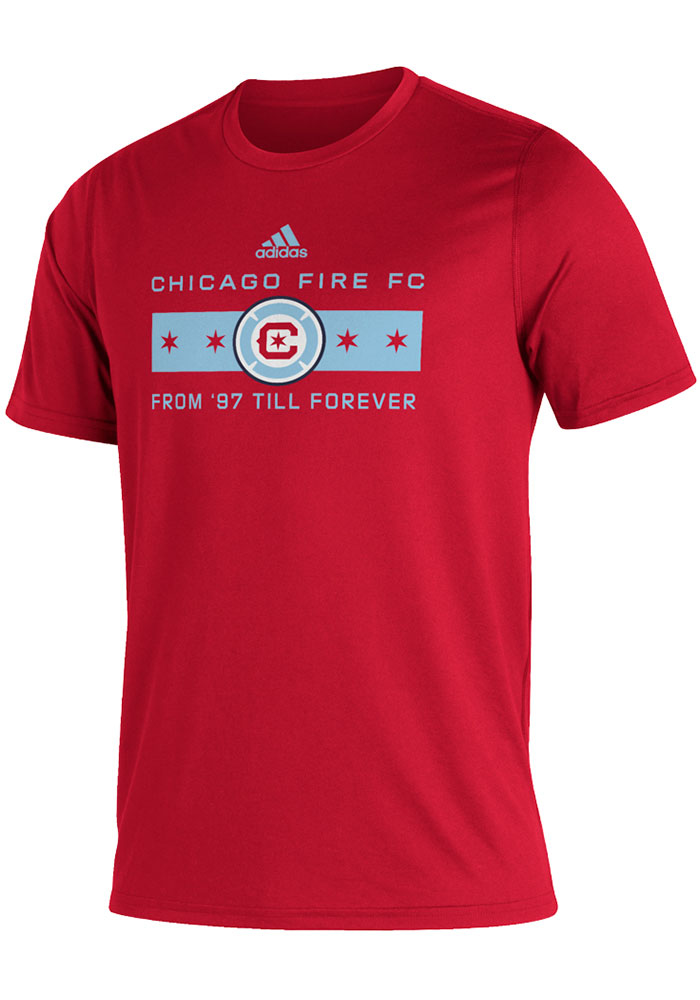 Adidas Chicago Fire Red From 97 Til Forever Short Sleeve T Shirt, Red, 100% POLYESTER, Size XL