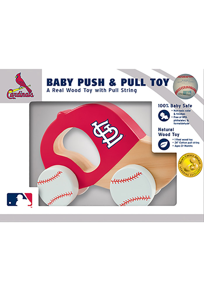 St Louis Cardinals Push Pull Wooden Car, Red, WOOD
