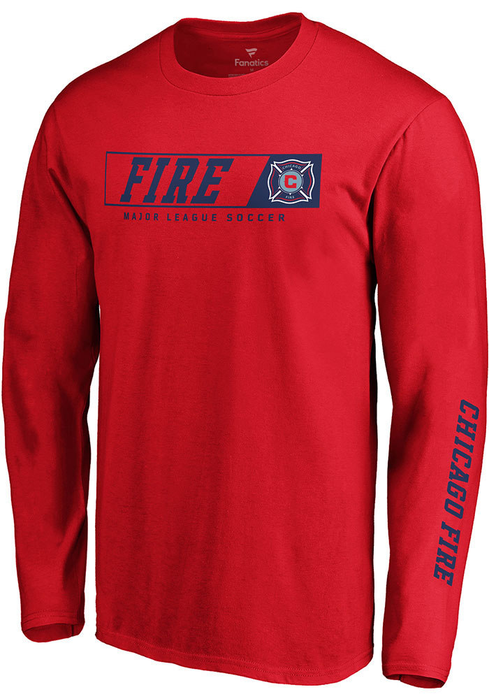 Chicago Fire Red Chase Down Long Sleeve T Shirt, Red, 100% COTTON, Size XL