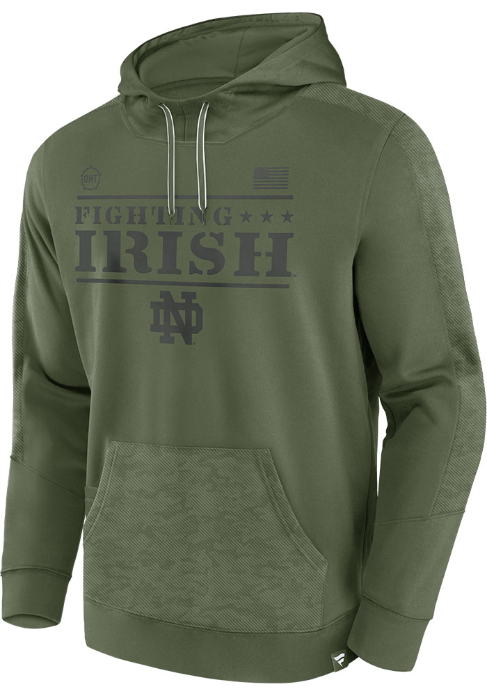 Notre Dame Fighting Irish Mens Olive OHT Embossed Hood, Olive, 100% POLYESTER, Size XL