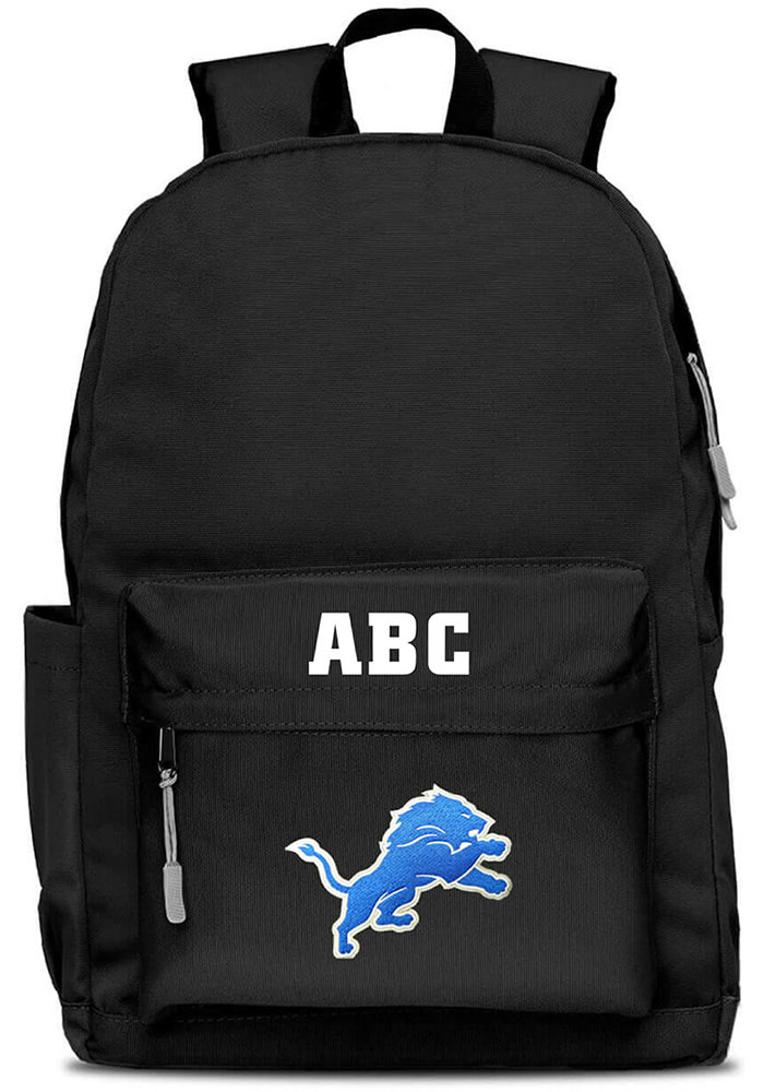 Detroit Lions Black Personalized Monogram Campus Backpack, Black, Size NA