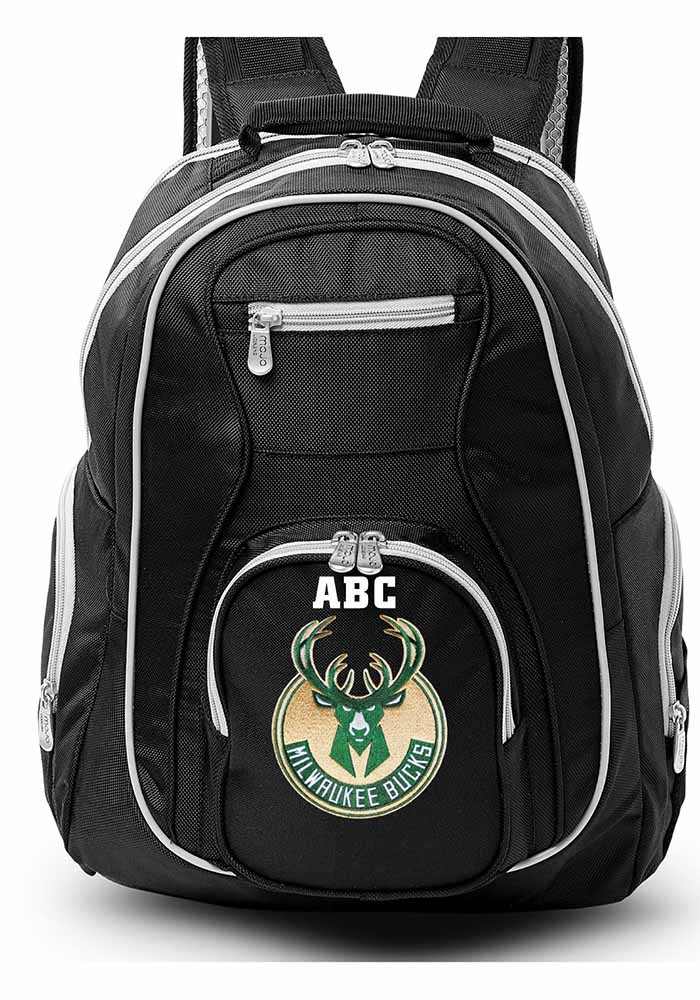 Milwaukee Bucks Black Personalized Monogram Premium Backpack, Black, Size NA