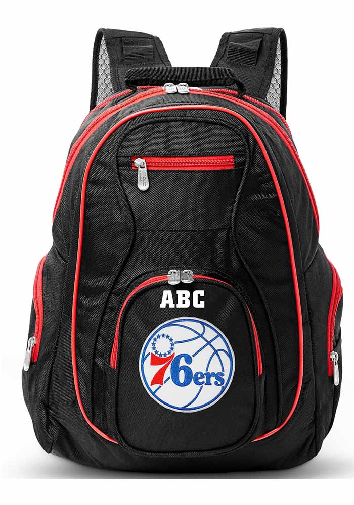 Philadelphia 76ers Black Personalized Monogram Premium Backpack, Black, Size NA
