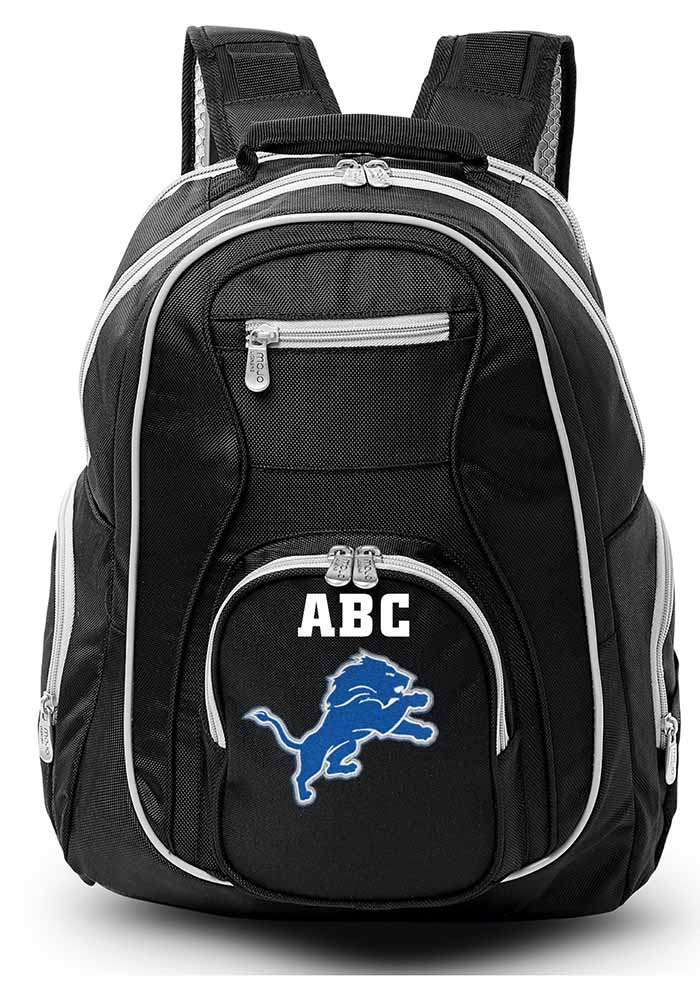 Detroit Lions Black Personalized Monogram Premium Backpack, Black, Size NA