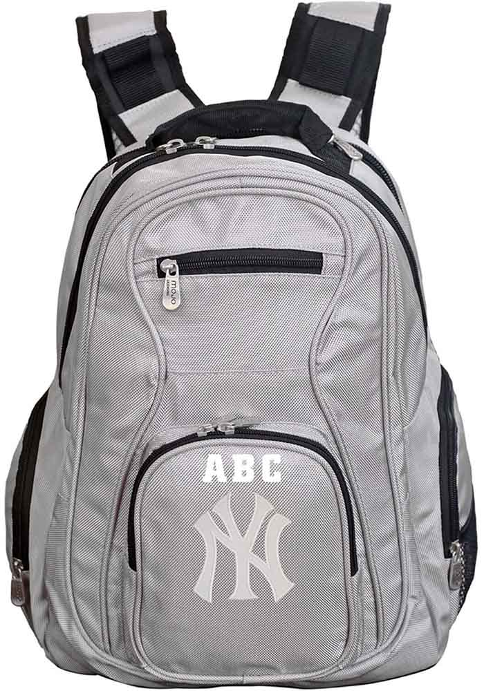 New York Yankees Grey Personalized Monogram Premium Backpack, Grey, Size NA