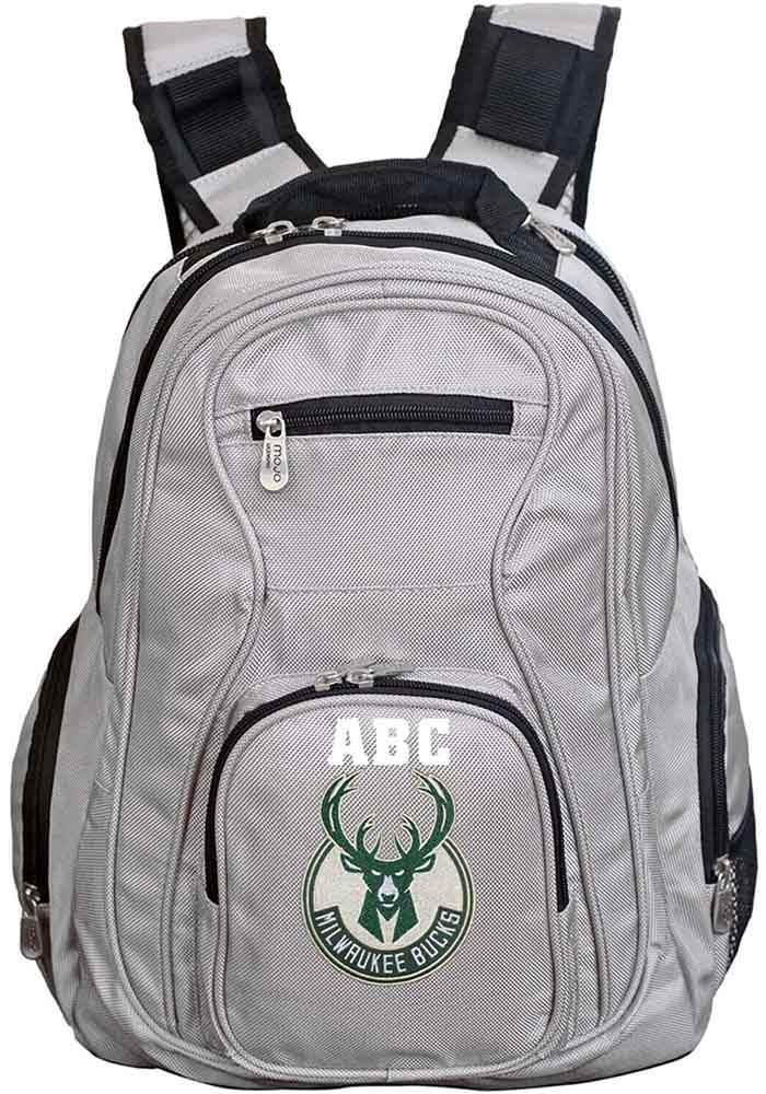 Milwaukee Bucks Grey Personalized Monogram Premium Backpack, Grey, Size NA